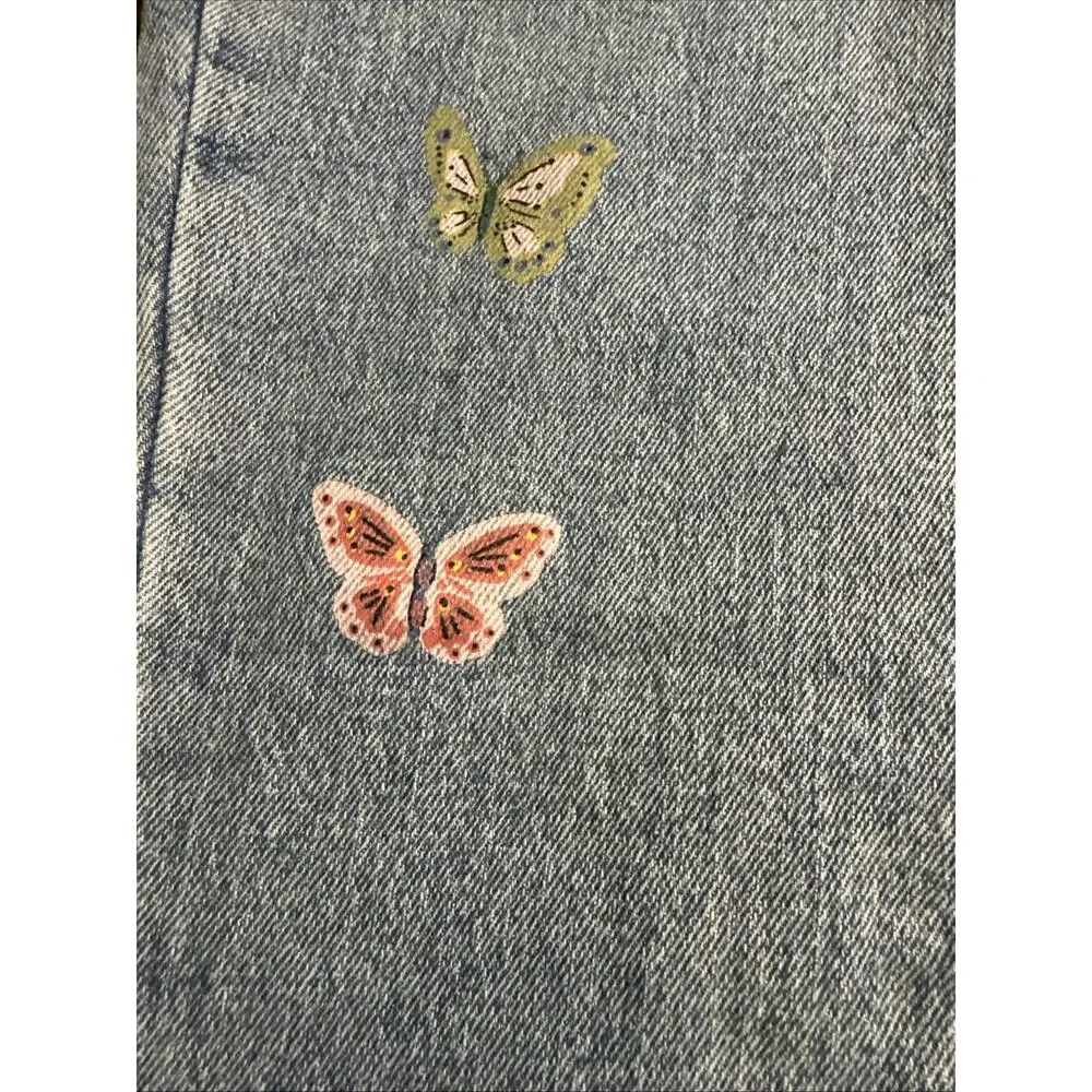 Girl’s Size 14 High Rise Flare Jeans Old Navy Butterfly Embroidered NWT School